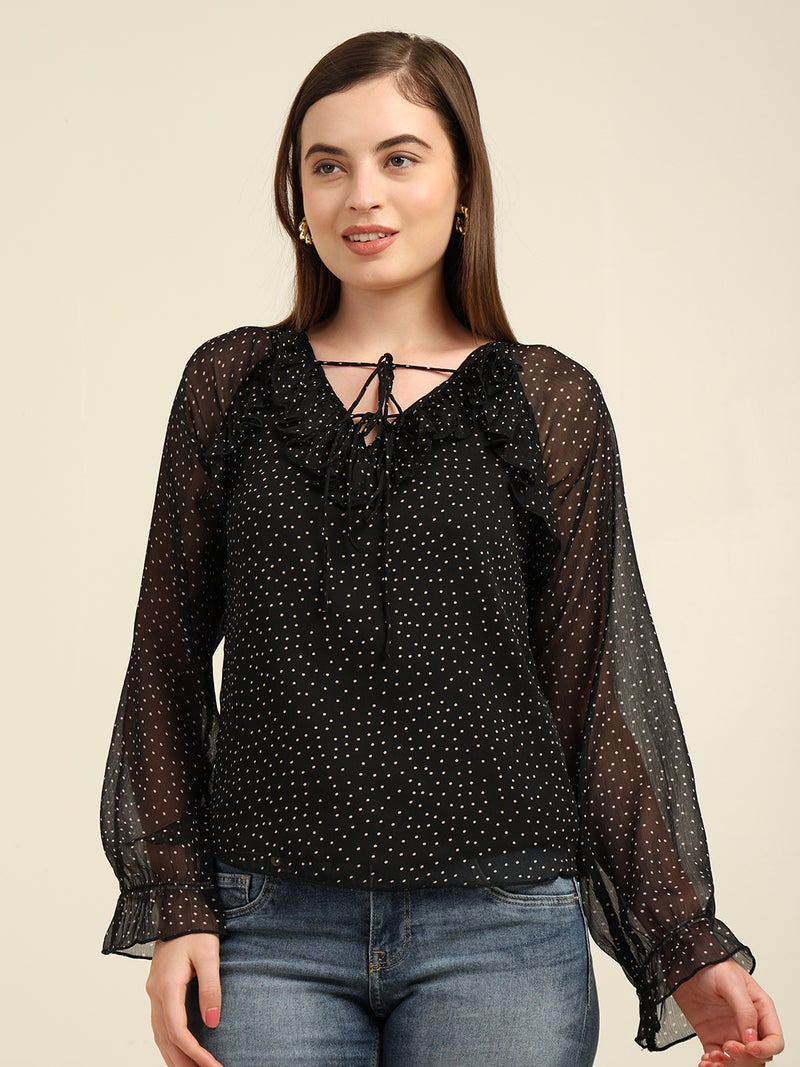 7OUNCE Chiffon Polka Dot Top for Women - Image 1